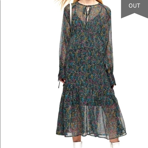 Topshop ditsy floral chiffon midi dress in multi - Picture 12 of 16